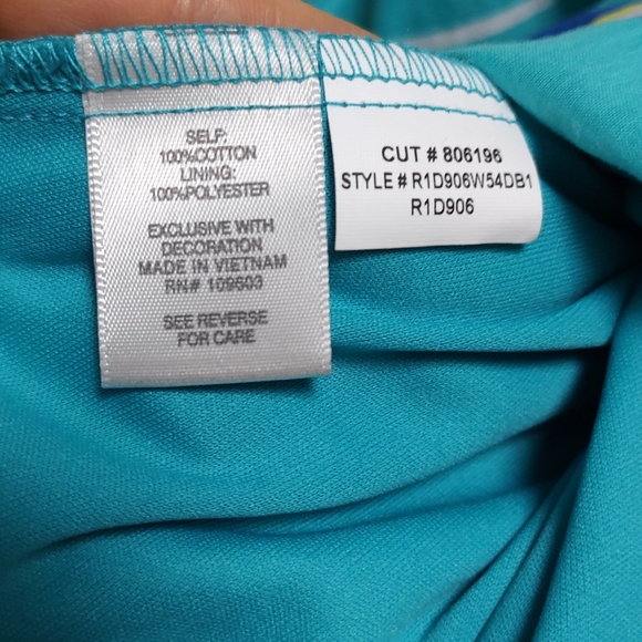 Summer Cotton Dress Green Blue 6 - Picture 5 of 5